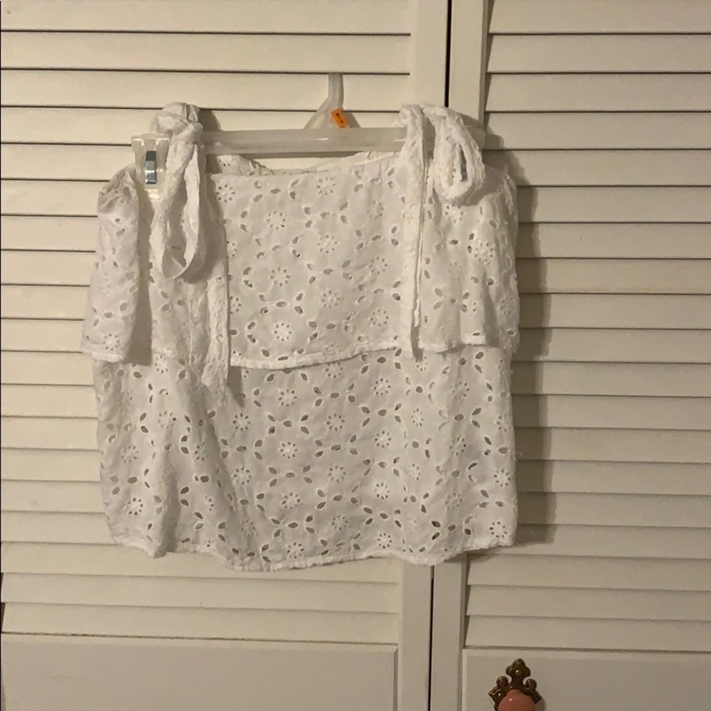 Lace crop top with tie straps